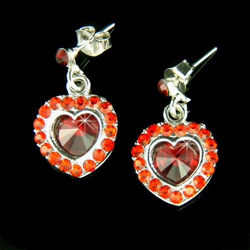 Swarovski Crystal Super Sparkling Pink Love Heart Stud