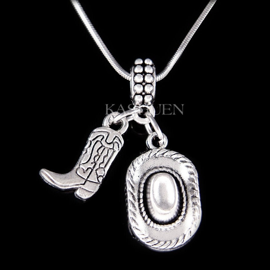 Set Collana E Bracciale Western Cowboy Per Donna, Oro, Con Ciondoli Cappello E Stivale, Gioielli Cowgirl