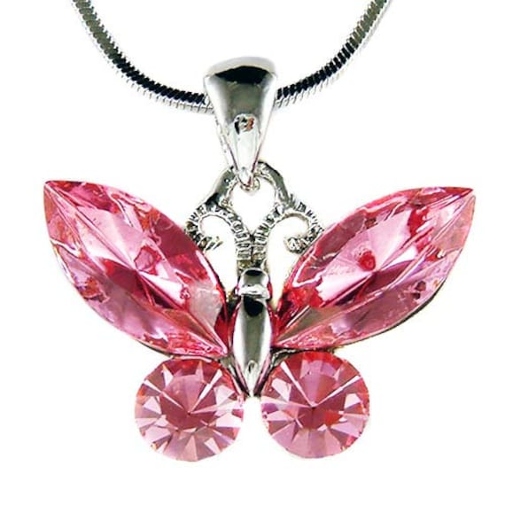 Swarovski pink butterfly necklace deals