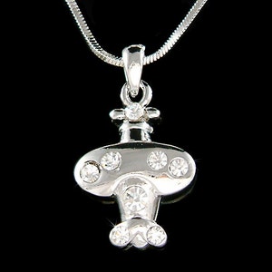 Swarovski Crystal Cute 3D Airplane Necklace, Aviation Pilot Miniature Bon Voyage Plane Jewelry, 15th 16th 18th 20th Birthday Christmas Gifts