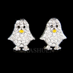 Swarovski Crystal Emperor Penguin Antarctica Stud Earrings Unique Cute BFF Mothers Teens Teenagers Jewelry Christmas Best Friend Gift New