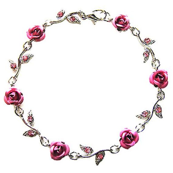 Swarovski Crystal Pink Rose Flower Floral Charm Pendant Swarovski Crystal Pink Rose Flower Floral Charm Pendant