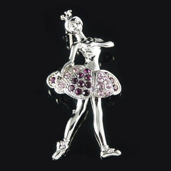 Swarovski Crystal Purple BALLERINA Ballet Dance Girl Dancer - Main Image