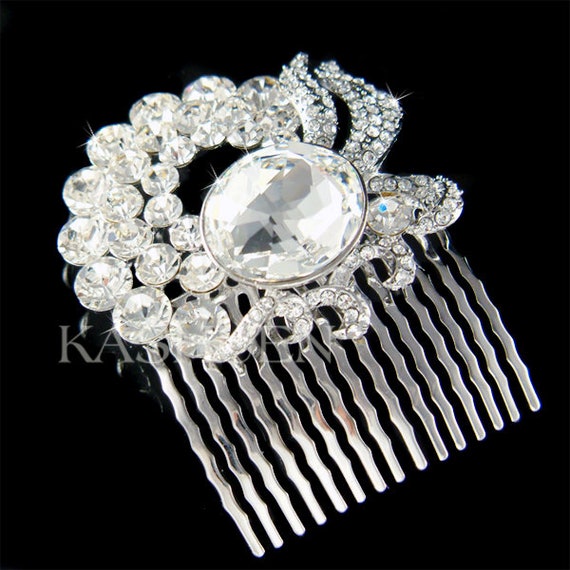 Swarovski Cluster Round Crystal Big Oval Design Curve Line  display picture 3