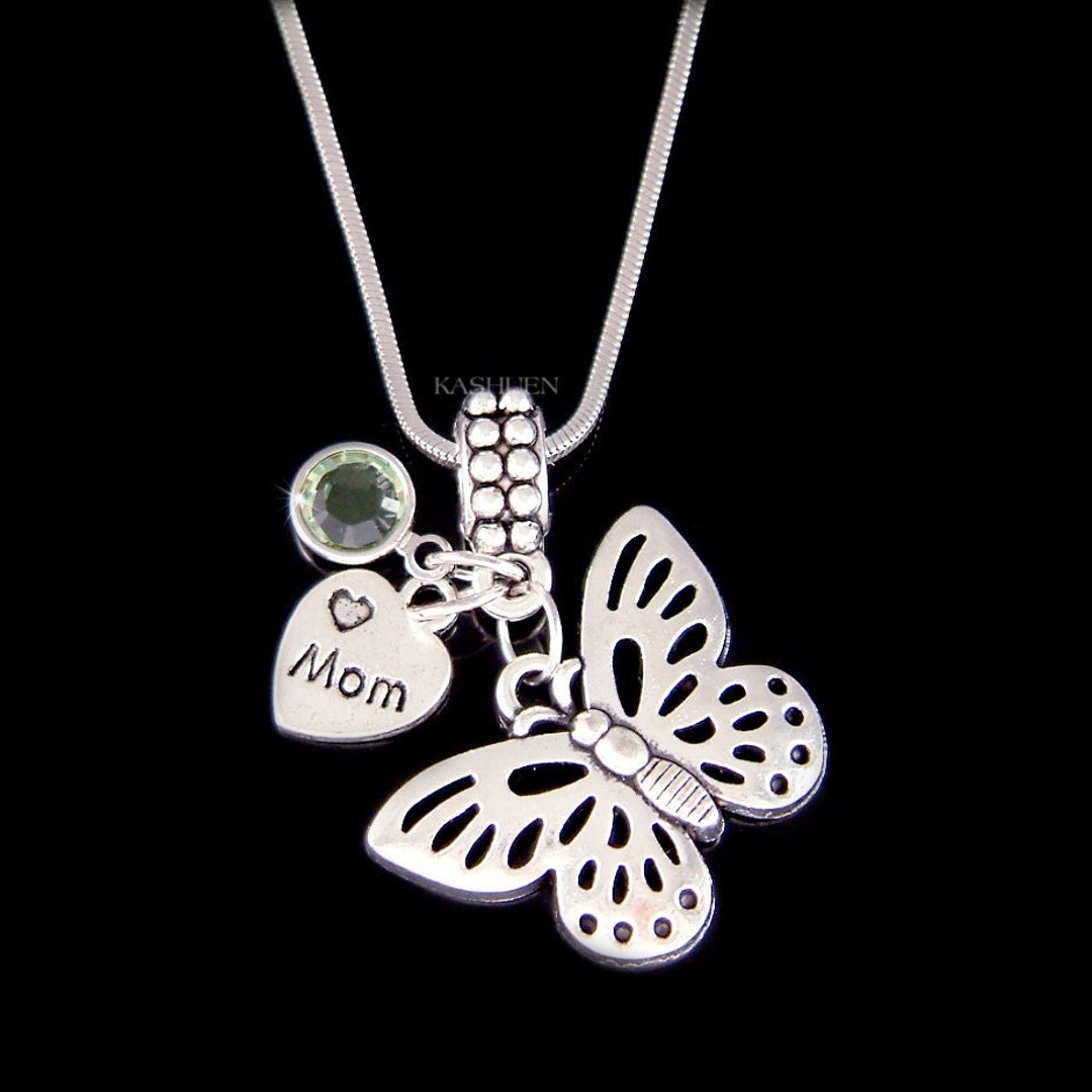 Beautiful Butterfly Love Mom Dainty Heart Necklace Mother Daughter Gift ...