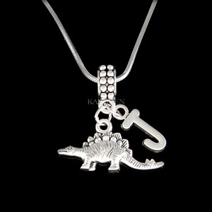 Letra inicial personalizada Estegosaurio Collar de dinosaurio Joyería para niños Navidad 6º 7º 8º 9º 10 Regalos de cumpleaños 4 Pulsera con dijes europeos