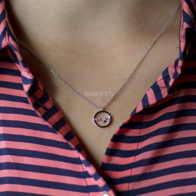 Dainty Constellation Necklace Cubic Zirconia Diamonds Sterling Silver CZ Celestial Zodiac Layering Chain Bridesmaids Teenager Wife BFF Gift