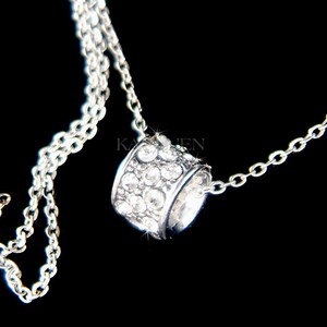 Swarovski Crystal Dainty Ring Circle of Love Simple Everyday Best Friends 16&quot; Sterling Silver Chain Necklace Birthday BFF Christmas Gift New