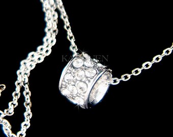 Swarovski Crystal Dainty Ring Circle of Love Simple Everyday Best Friends 16" Sterling Silver Chain Necklace Birthday BFF Christmas Gift New