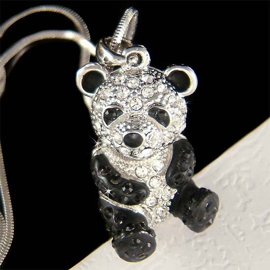 Swarovski Crystal 3D Black White PANDA BEAR Bamboo Chinese Swarovski Crystal 3D Black White PANDA BEAR Bamboo Chinese