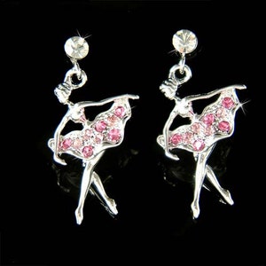 Pink Swarovski Crystal BALLERINA The Nutcracker Ballet Dancer Dance Girls Earrings Christmas Gift New for The Nutcracker Swan Lake Lover