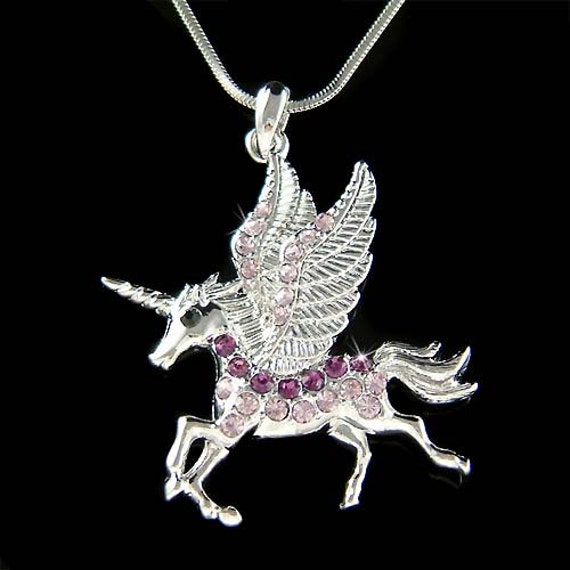 Lucky Unicorn Swarovski Crystal Necklace for Women Girls Jewelry Gift