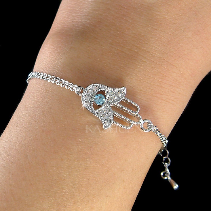 Soulove Hamsa Hand Evil Eye CZ Dangle Charm – 925 Sterling Silver Bead For Snake Chain Bracelets - View #6
