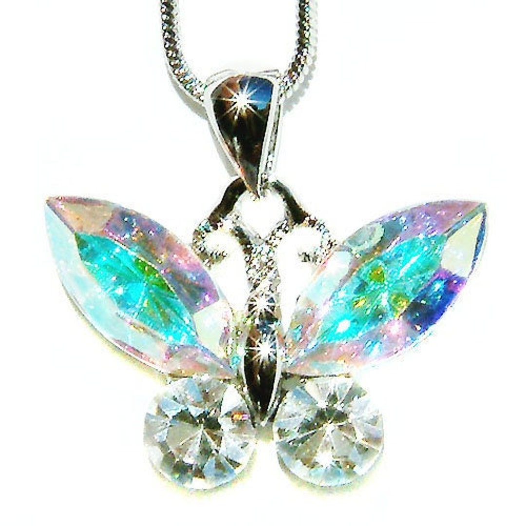 Gold Plated Necklace with Swarovski Crystals Butterfly Pendant – FabJewels  4less