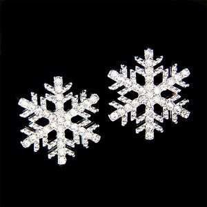 Swarovski Crystal Rhinestone SNOWFLAKE Snow Flake Winter Holiday Christmas Stud Pierced Titanium Hypoallergenic Earrings Jewelry Gift Bling