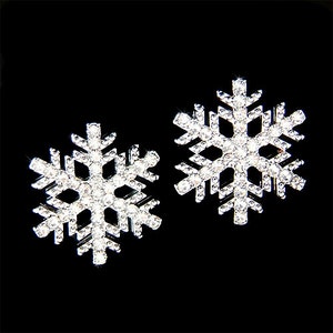 Swarovski Crystal Rhinestone Clear SNOWFLAKE Snow Flake Winter Holiday Christmas Stud Pierced Earrings Jewelry Best Friend Gift New Bling