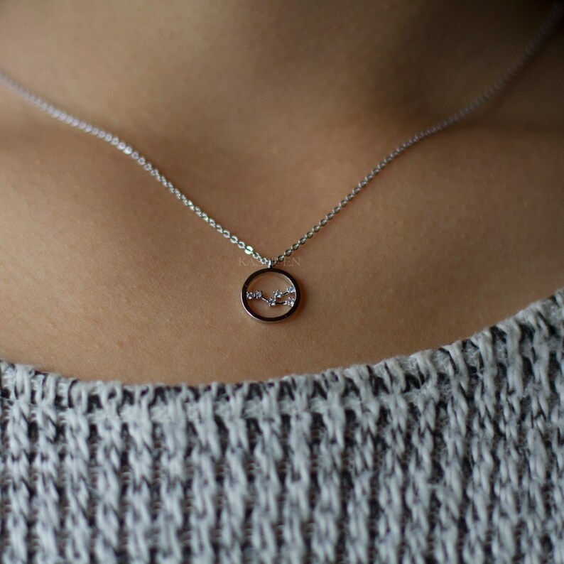 Dainty Constellation Necklace Cubic Zirconia Diamonds Sterling Silver CZ Celestial Zodiac Layering Chain Bridesmaids Teenager Wife BFF Gift