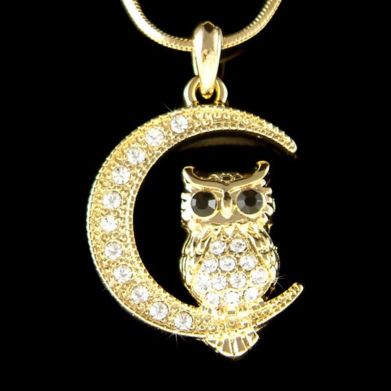 Owl in Crescent Moon Necklace Owl in Crescent Moon Necklace