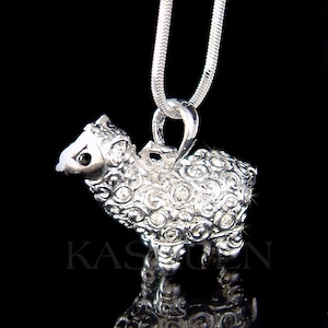 Swarovski Crystal Cute 3D Alpaca Sheep Lamb Llama Nature Animal Necklace Chinese zodiac Jewelry Jewellery Christmas Chinese New Year Gift