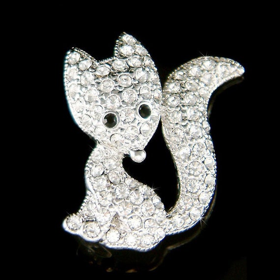 Swarovski cristal lindo blanco rojo zorro salvaje animal amante pin broche joyeria Navidad mejor amigo dia de la madre hija abuela regalo nuevo