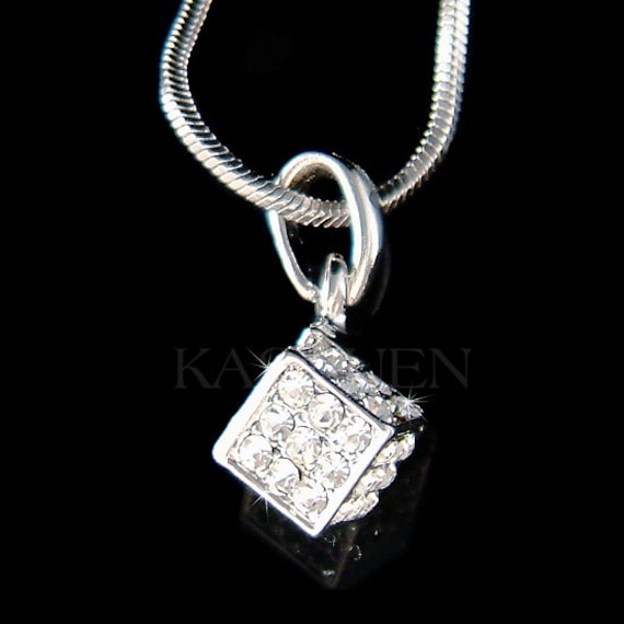 Collier carré en cube de cristal Swarovski pour tous les jours