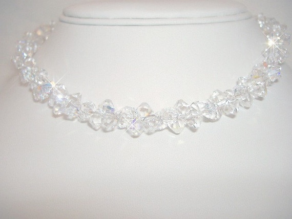 Girocollo rigido argento doppio giro di cristalli swarovski R - Happy to Buy