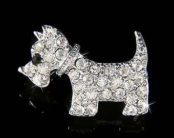 Swarovski Crystal Dainty WESTIE SCOTTISH Scottie DOG Puppy Pet Lover Pin Brooch Jewelry Mothers Day Christmas Best Friend Birthday Gift New