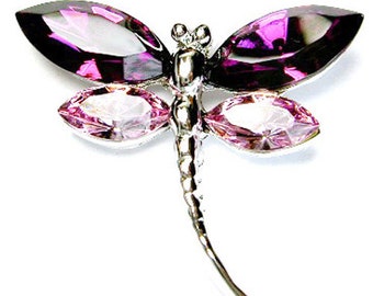 Swarovski Crystal Elegant Purple DRAGONFLY Bridal Wedding Pin Brooch Jewelry Jewellery Mother's Day Christmas Best Friend Birthday Gift New