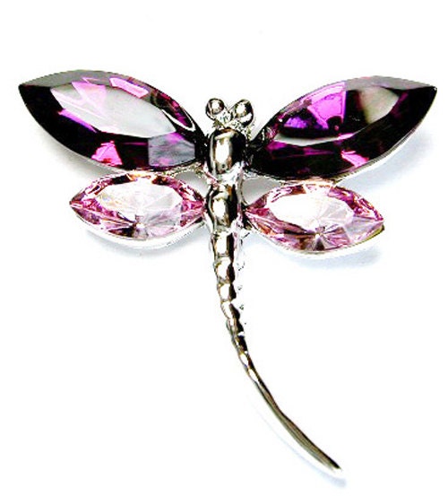 Broche Rucinni Libellule Cristaux Violette NWT Neuf Avec étiquettes | Broche Libellule Violette Cristaux Femme Neuf