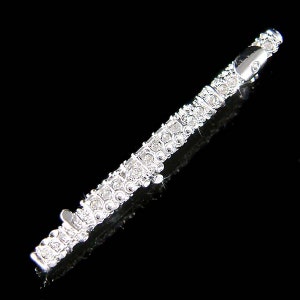 Swarovski Crystal Rhodium Plated Long Flute Woodwind Instrument Music Musical Pin Brooch Jewelry Musician Christmas Best Friend Mom Gift New