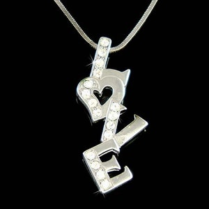 Swarovski cristal auto amor 4 letras palavra amante coração dia dos namorados charme pingente colar jóias melhor amigo família natal presente de aniversário