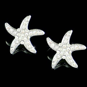 Swarovski Crystal STARFISH star fish Marine Sea Island Simple Minimalist Stud Earrings Beach Wedding Jewelry Birthday Christmas Gifts New