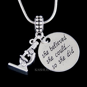 3D Microscope Chemistry Biology Science Graduation Gift Necklace Jewelry Birthday Gift for Women Bangle Keychain fit European Charm Bracelet