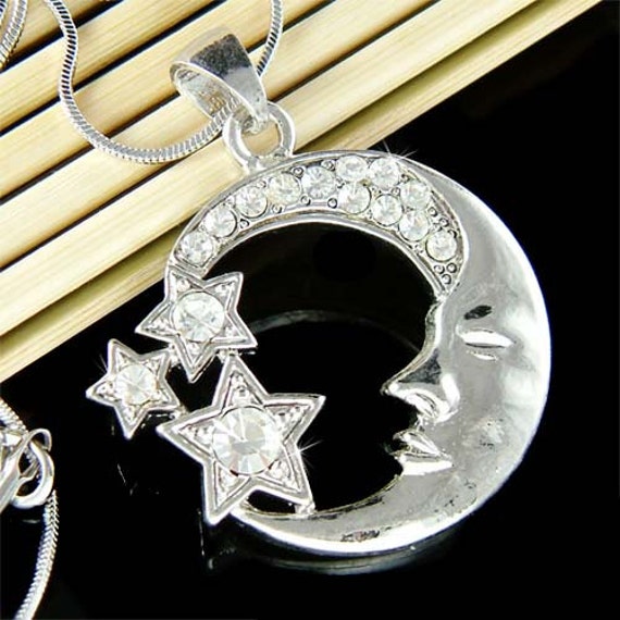 Swarovski Crystal Fairy Celestial CRESCENT MOON STAR Bridal