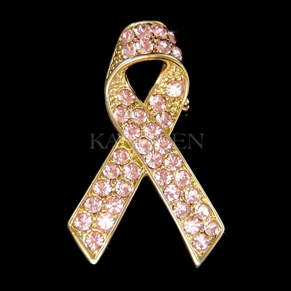 Gold and Pink Ribbon Brooch for Women: Get Yours Today! – Jewelry