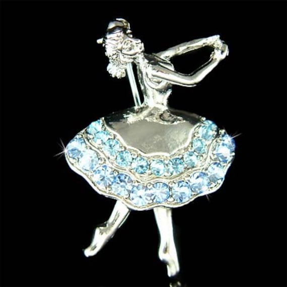 Swarovski Crystal Baby Blue BALLERINA Ballet Dance Girl Dancer