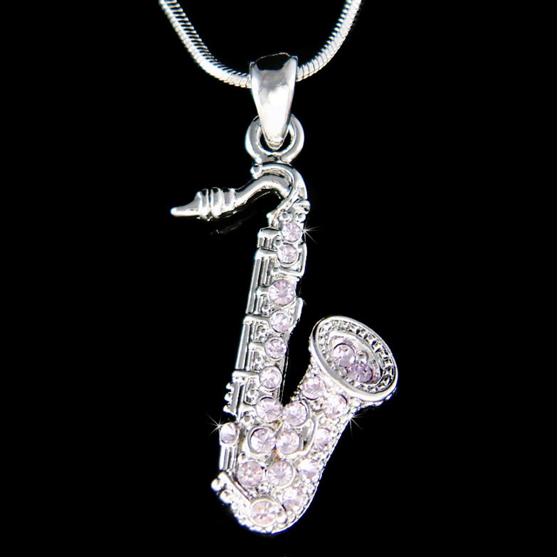 Swarovski Crystal TENOR ALTO Sax Violet SAXOPHONE Charm Pendant Music Musical Instrument