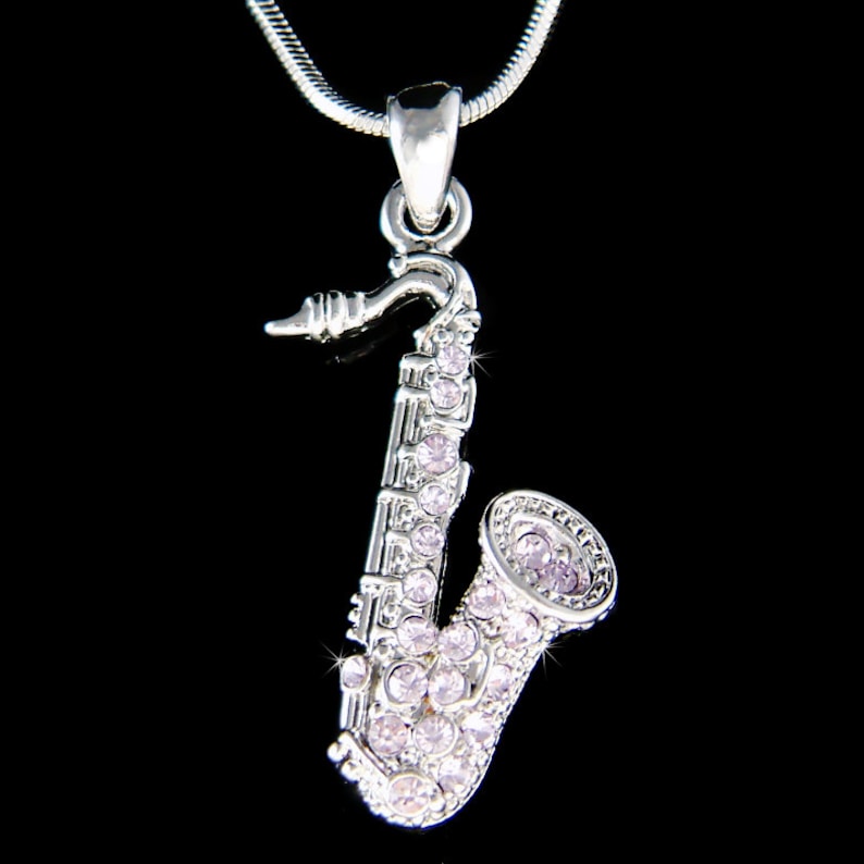 Swarovski Crystal TENOR ALTO Sax Violet SAXOPHONE Charm Pendant Music