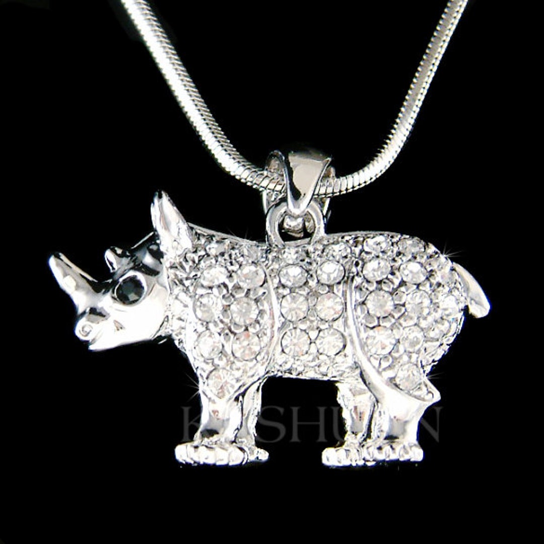 Buy Swarovski Crystal 3D Horned Rhino Rhinoceros Africa Jewelry Endangered  Species Necklace Animal Wildlife Jewelry Christmas 25th Birthday Gift