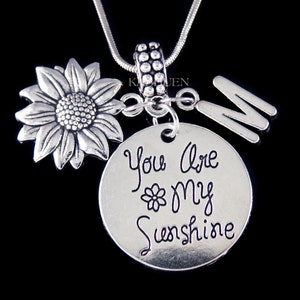 Letra inicial Eres mi sol Collar de girasol Joyería floral Regalos de cumpleaños personalizados para niñas pequeñas Adolescentes Mujeres Pulsera Encanto