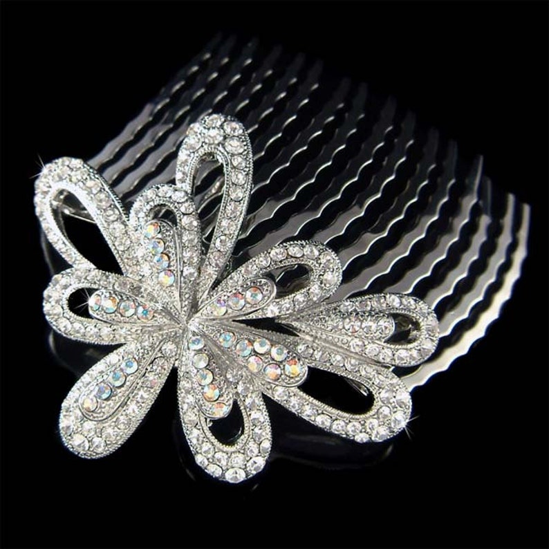 Swarovski Crystal Victorian Royal Vintage Glimmering Rhinestone Floral Bridal Wedding Head Piece Hair Comb Fascinator Jewelry Ready to Ship image 1