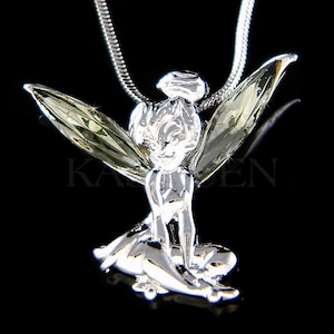 Collar de Campanilla verde con cristales Swarovski, colgante de hada dorada, dije de ángel mágico, joyería de fantasía, regalos de Navidad, 20, 30 y 40 cumpleaños. imagen 12