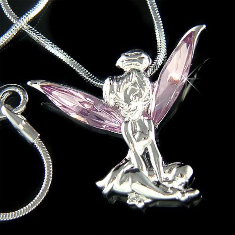 Collar de Campanilla verde con cristales Swarovski, colgante de hada dorada, dije de ángel mágico, joyería de fantasía, regalos de Navidad, 20, 30 y 40 cumpleaños. imagen 16