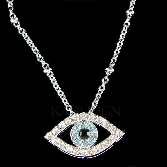 Evil Eye Rainbow Drop Necklace in sterling silver - kellinsilver.com