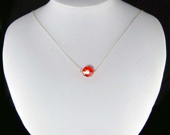 Collar de plata de ley con bola redonda de 12 mm para novia, boda, fiesta, regalo de dama de honor, color rojo, sencillo y atractivo, para Navidad