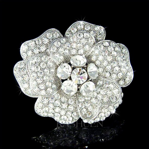 Swarovski crystal rose brooch deals