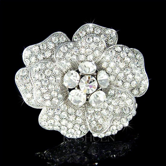 SWAROVSKI　お花　Flower　ブローチ Swarovski Crystal Rose Flower Floral Bouquet Sash Pin Brooch