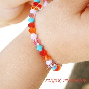 Petite Girl High Fashion Boutique Swarovski Crystal SUGAR and SPICE Sterling Silver Bracelet Stylish Jewelry for Little Girls Christmas Gift
