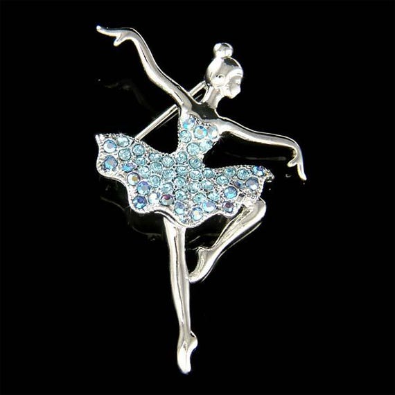 Swarovski Crystal Ballerina Brooch, Ballet Dancer Pin, Dancing