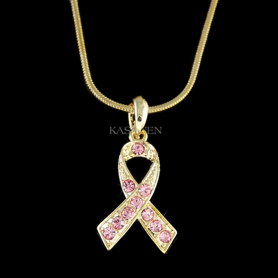 Pink Ribbon Swarovski Breast Cancer Necklace Swarovski Crystal